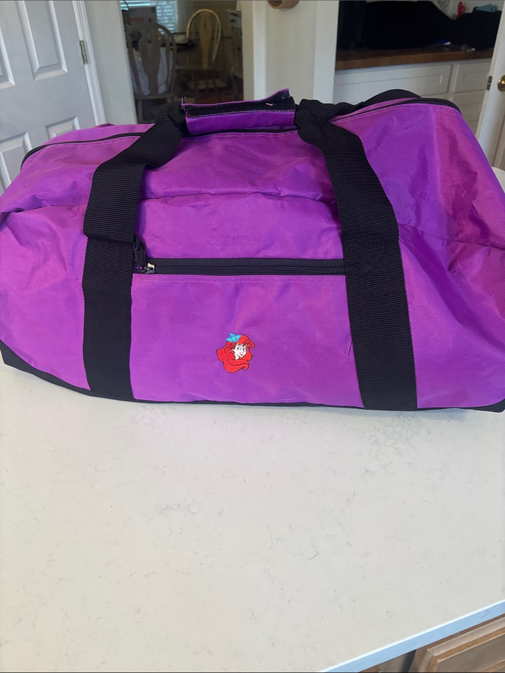 Large Purple  Duffel Bag with Ariel Patch